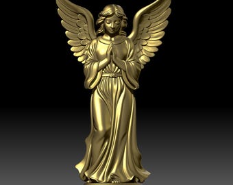 Angel Statue Praying Hands Cherub Sculpture STL File 3D Model for 3D Printing Religious Garden Self Standing Spiritual Decorative Sculpture