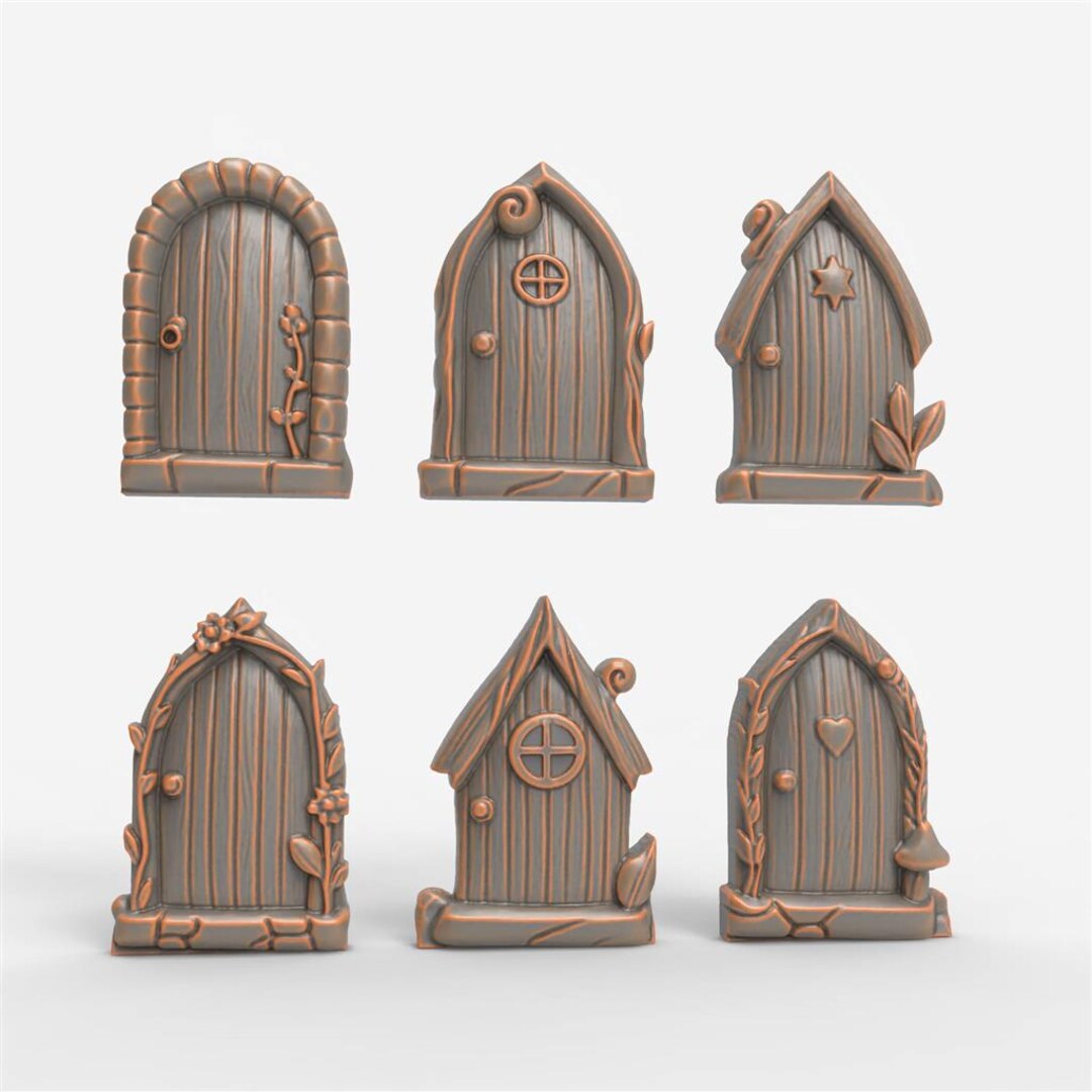 Fairy Door Set of 6 Whimsical Rustic Woodland Cottage Doors STL File ...