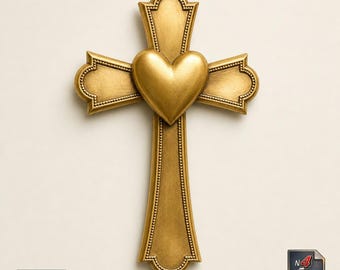 Heart Cross STL CNC Cut File Relief Sculpture Christian Symbol Love Wall Art 3D Model Faith Carving Spiritual Plaque for CNC Router 3D Print
