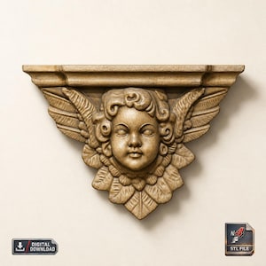 3d Model Vintage Ancient Architectural Angel Bracket Corbel Statue STL File 3D Model for CNC Carving Relief 3D Printing