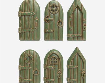 Fairy Door Set of 6 Whimsical Rustic Woodland Cottage Doors STL File For CNC 3D Printer Garden Miniatures DIY