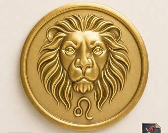 Leo Zodiac Medallion STL – Lion Head High-Relief Round Plaque for CNC 3D Printing Astrology Fire Sign Digital File