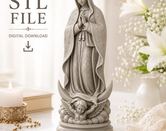 Our Lady of Guadalupe STL File Sculptural Decor Virgin Mary Statue Digital File – Home Accent Relief Design