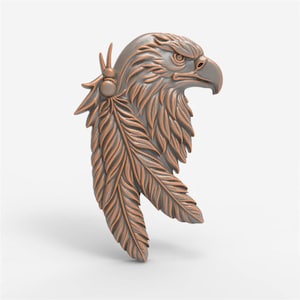 Eagle Head STL File Eagle Bird with Feathers 3D Model For CNC 3D Print