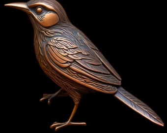 Decorative Accent Bird Sculpture Digital STL File – Songbird Relief Design Download