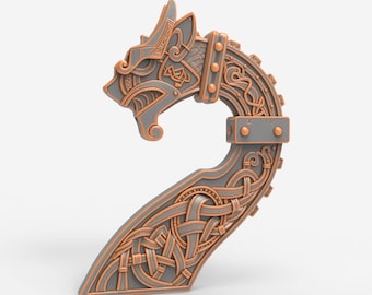 Viking Dragon Head STL File | Norse 3D Model for CNC, Router, or 3D Printing | Nordic Carving Design | Viking Ship Ornament Relief