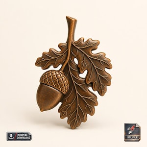 Decorative Accent Oak Leaf and Acorn STL Digital Download for Sculptural Home Decor