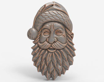 Santa Claus STL File for CNC Laser 3D Print Christmas Wood Carving 3D Santa Relief Wall Hanging Festive Holiday Wall Art Santa Head 3D Model