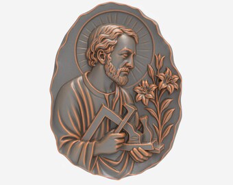 Saint Joseph Relief 3D Model | Patron Saint of Workers | Christian Wall Art for CNC, Laser, Engraving, or Carving | Holy Family Decor
