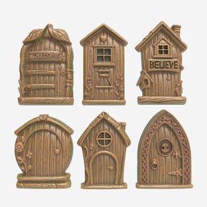 Fairy Door Set of 6 – Whimsical Woodland Cottage Doors STL File For CNC 3D Printer – Enchanted Garden Miniature Wall Decor Fairy House Fun