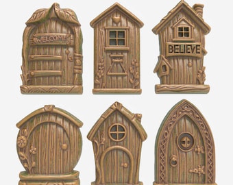 Fairy Door Set of 6 – Whimsical Woodland Cottage Doors STL File For CNC 3D Printer – Enchanted Garden Miniature Wall Decor Fairy House Fun
