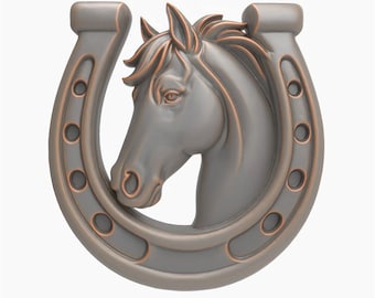 Horseshoe STL File Elegant Horse Lover Gifts Horse Head Relief with Horseshoe Frame Sculptural Wall Art Model Printable Sculpture Design