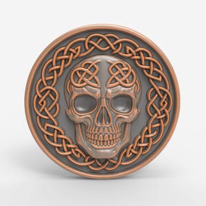 Celtic Skull STL File 3D Relief STL File for CNC Carving 3D Printing Files Laser Engraving Round Skeleton Medallion Celtic Knot Art
