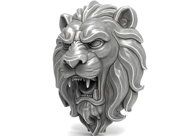 Lion Head STL File Relief Wall Plaque Sculpture 3D Model For Printer Roaring Animal Head Wild Nature 3D Printing Wall Art - Digital Download