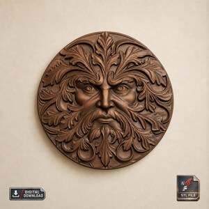 Decorative Accent Green Man Face STL Digital Download for Home Styling