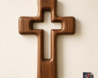 Jesus Cross Crucifix STL File for CNC Wood Carving Epoxy Resin 3D Printing Minimalist Christian Wall Art Relief 3D Model Religious Sculpture