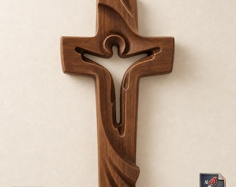 Jesus Cross Crucifix STL File for CNC Wood Carving Epoxy Resin 3D Printer Minimalist Christian Wall Art Relief 3D Model Religious Sculpture