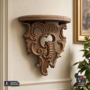 Vintage Decorative Accent Corbel STL Digital File – Scrollwork Relief Design