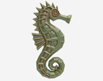 Seahorse STL File Wall Sculpture Stylized Ocean Creature STL Model Faceted Shell Design Coastal Nautical  Relief for Beach Sign Wall Decor