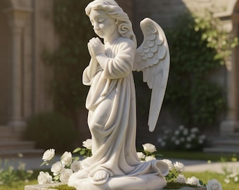 Angel Statue Praying Hands Cherub Sculpture STL File 3D Model for 3D Printing Religious Garden Self Standing Spiritual Decorative Sculpture