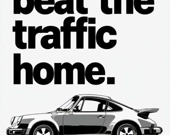 Vintage Minimalist Poster Classic Porsche 911 Cinematic Poster Retro Car Print Man Cave Design Gifts for Him