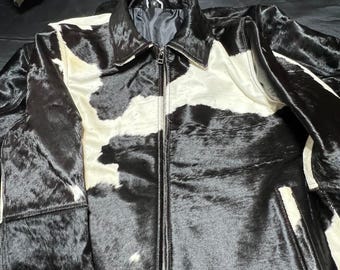 Hair-On Cowhide Leather Trucker Jacket | Handmade Western Rodeo Coat | Men’s Vintage Cowboy Style Outerwear