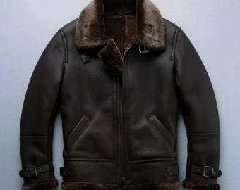 Men’s RAF B3 Sheepskin Leather Aviator Jacket Pilot Flying Bomber Coat N10