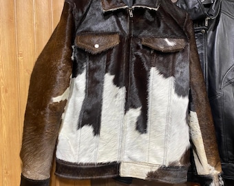 Men's Western Cowhide Hair-On Pony Skin Leather Jacket Cow-skin Coat – Custom Fit