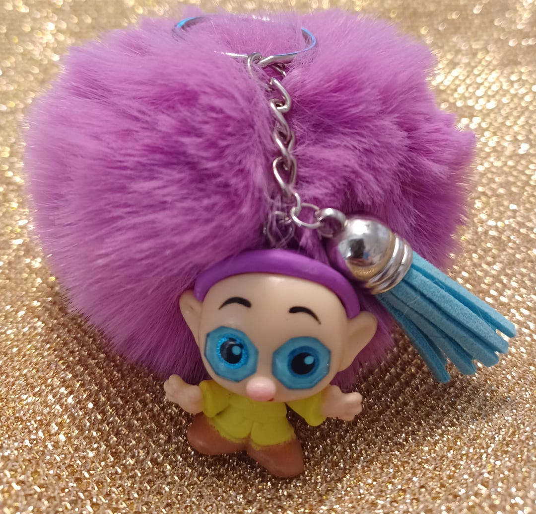 Handmade Keychain With a Dwarf Figurine From Snow White, a Pom Pom and ...
