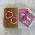 DIY Pink Personalised Bracelet Kit, Make Your Own Bracelets, Craft Kit for Kids Girls, Children's Craft Activity, Party Bag Favour