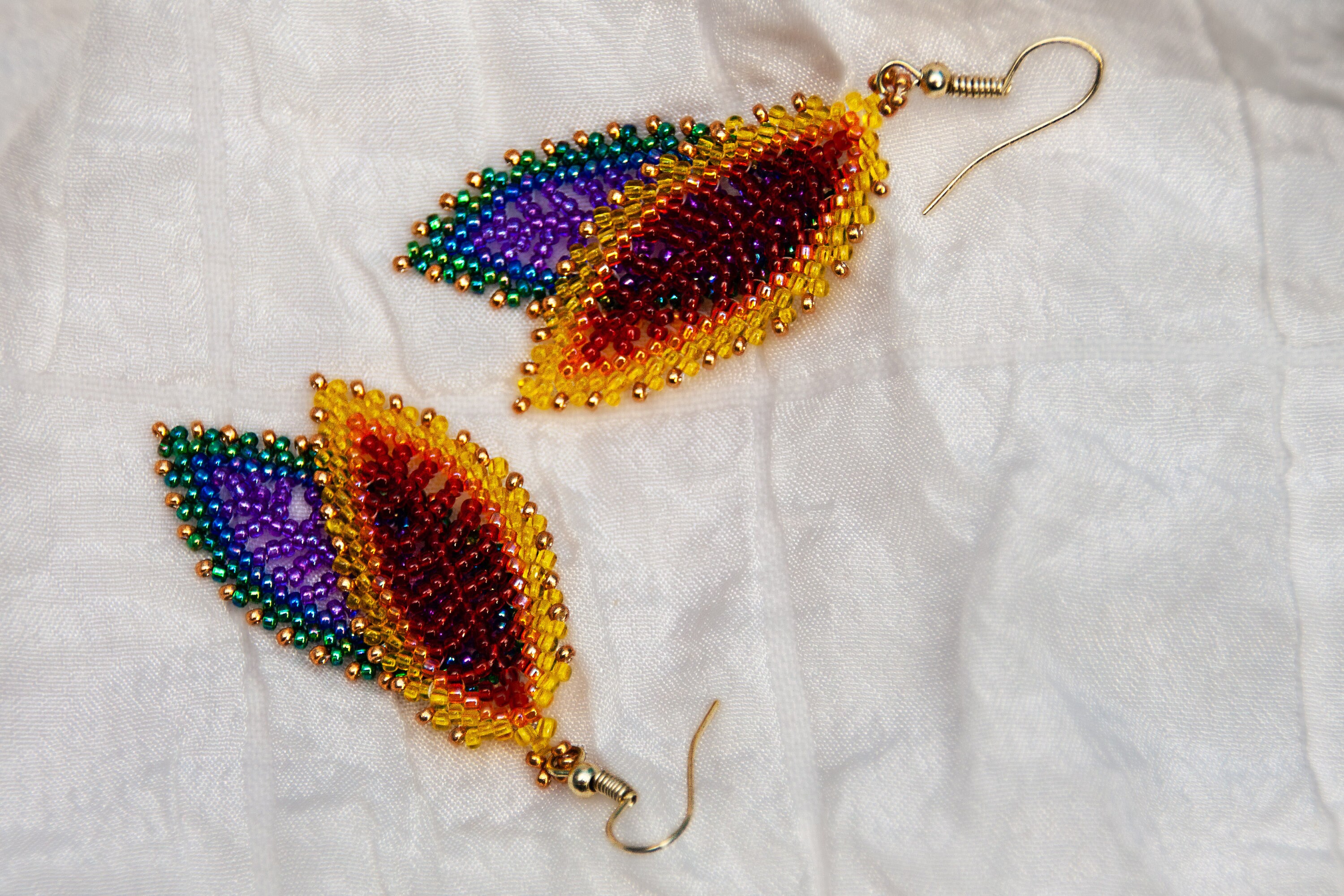 Double Russian Leaf Earrings Available in 5 Colors set 2 Etsy