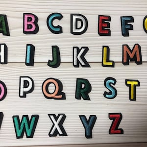 Colorful 1.42 inch letter patches embroidered appliques iron on for clothing hats shoes backpacks personalized DIY decoration