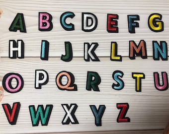 Colorful 1.42 inch letter patches embroidered appliques iron on for clothing hats shoes backpacks personalized DIY decoration