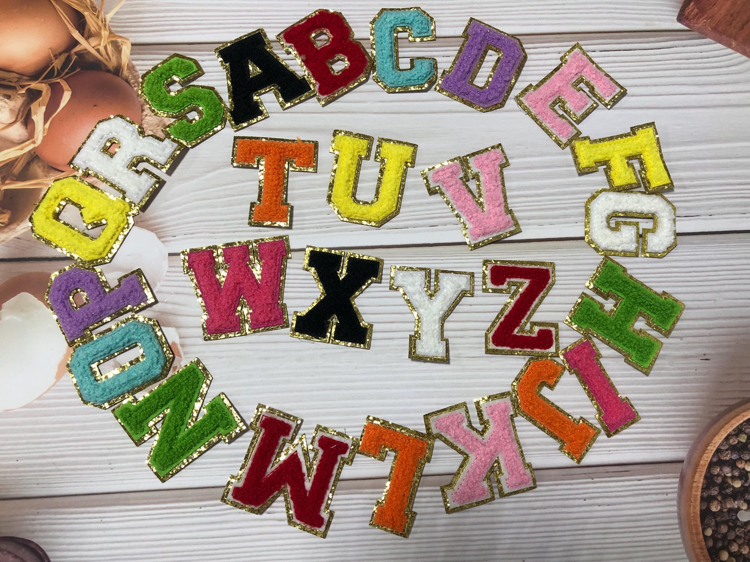 2.17-inch Chenille Embroidered Letter Patches Gold-edged DIY Iron-on ...