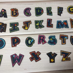 Personalized 1.42 inch letter patches colorful embroidery iron on for clothing hats backpacks shoes DIY craft repair applique