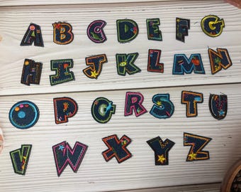 Personalized 1.42 inch letter patches colorful embroidery iron on for clothing hats backpacks shoes DIY craft repair applique