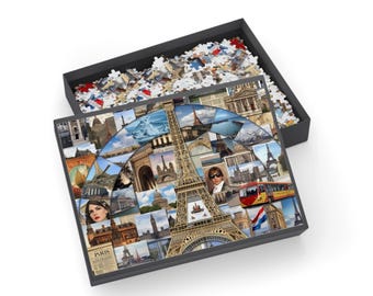 Eiffel Tower Collage Puzzle 500/1000-Piece | Paris Landmark Montage