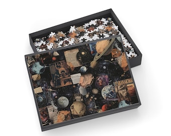 Vintage Space Collage Puzzle 500-1000 Piece | Astronomy Planet Jigsaw