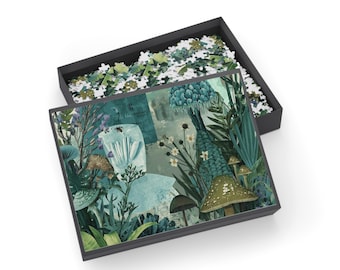 Mushroom Shrooms Weedy Collage Puzzle 500-1000 Piece | Botanical Woodland Jigsaw