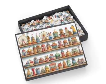 Whimsical Miniature Amusement Rides Puzzle | 500-1000 Pieces