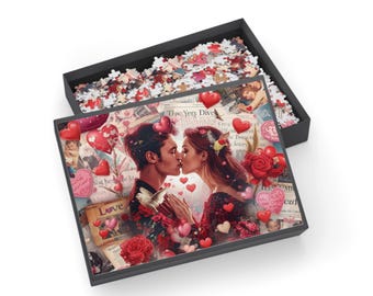 Romantic Vintage Collage Puzzle 500-1000 Piece | Kiss Couple Jigsaw