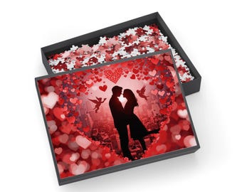 Romantic Silhouette in Heart Bokeh Puzzle | 500-1000 Jigsaw Puzzle
