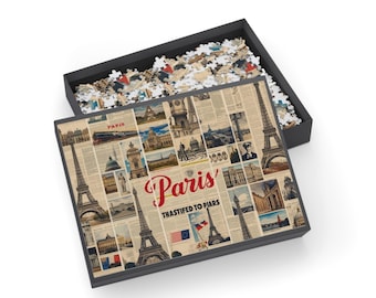 Paris vintage postcard collage Puzzle | Eiffel Tower jigsaw 500-1000pc