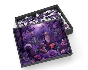 Puppies and Nature Puzzle | Floral Moonlight 500-1000 Piece