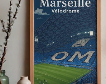 Marseille poster – Stade Vélodrome OM | Olympique de Marseille illustrated poster