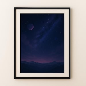 Druckbare Galaxy Wand Kunst, Nachthimmel Landschaft Digital Download, Kosmische Berge Sterne Druck, Weltraum Thema Poster, Sofort Download