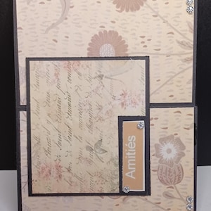 carte "Amitiés" vintage 10,5x14cm