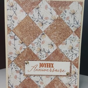 carte "Joyeux Anniversaire" fait main 12,5x15,5cm