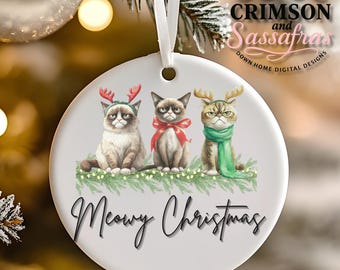 不機嫌そうな猫のクリスマスPNG画像、面白いホリデークリップアート（デジタルダウンロード）
