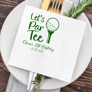 Personalized Let&#39;s Party Golf Napkins, Custom Happy Birthday Napkins, Custom Golf Napkins, Fun Golf Party Decor, Cocktail Dinner Napkins